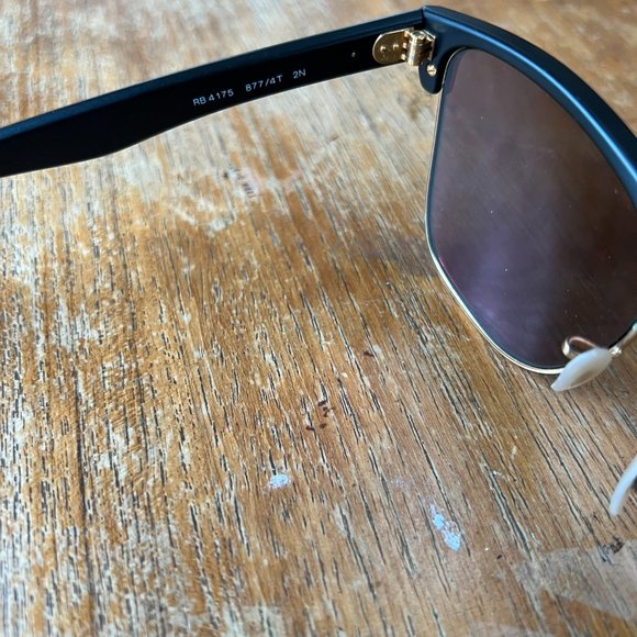 Ray-Ban Clubmaster Matte Black Frame on Gold Pink Reflective Lenses Sunglasses - Picture 4 of 6